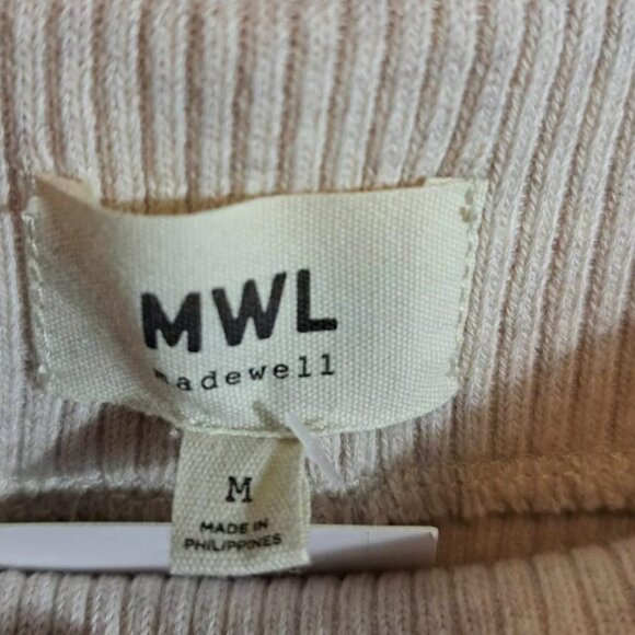Madewell Ribbed Pull On Flare Pants Heather Summer Dune Tan Knit Womens M NM352 - Picture 5 of 8